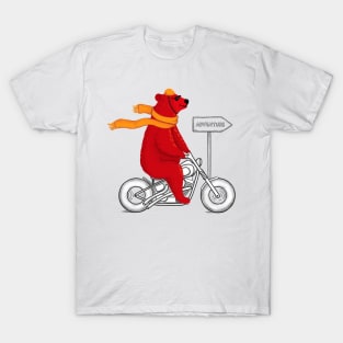 Red adventure bear on a motorcycle T-Shirt